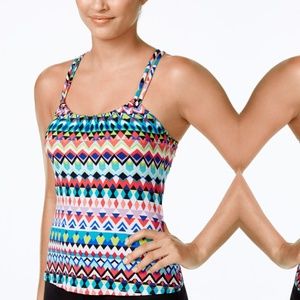 2PC 24th & Ocean Geo Print High Neck Swimsuit